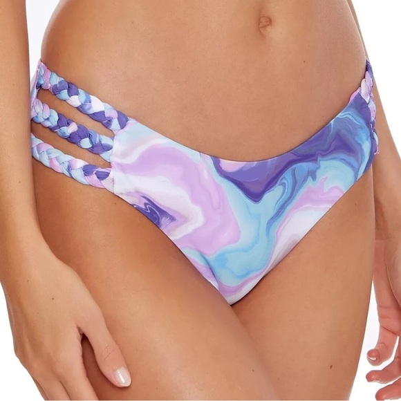 Becca Purple Agate Braided-Straps Hipster Bikini Bottoms Size XS NWT swimsuit - Picture 1 of 8